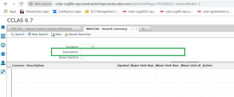 Original MSECUR screen