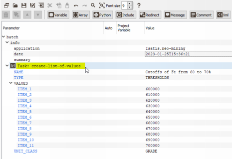 Create list of values in the Batch editor Create list of values in the Batch editor